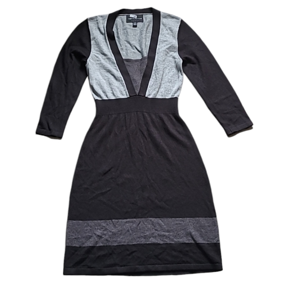 Black Grey Sweater Dress Conected Apparel